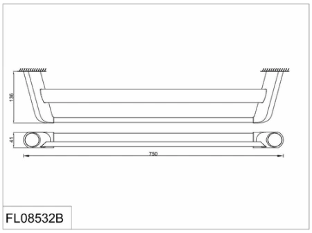 Полотенцедержатель двойной 70см. RUSH Flores FL08532B